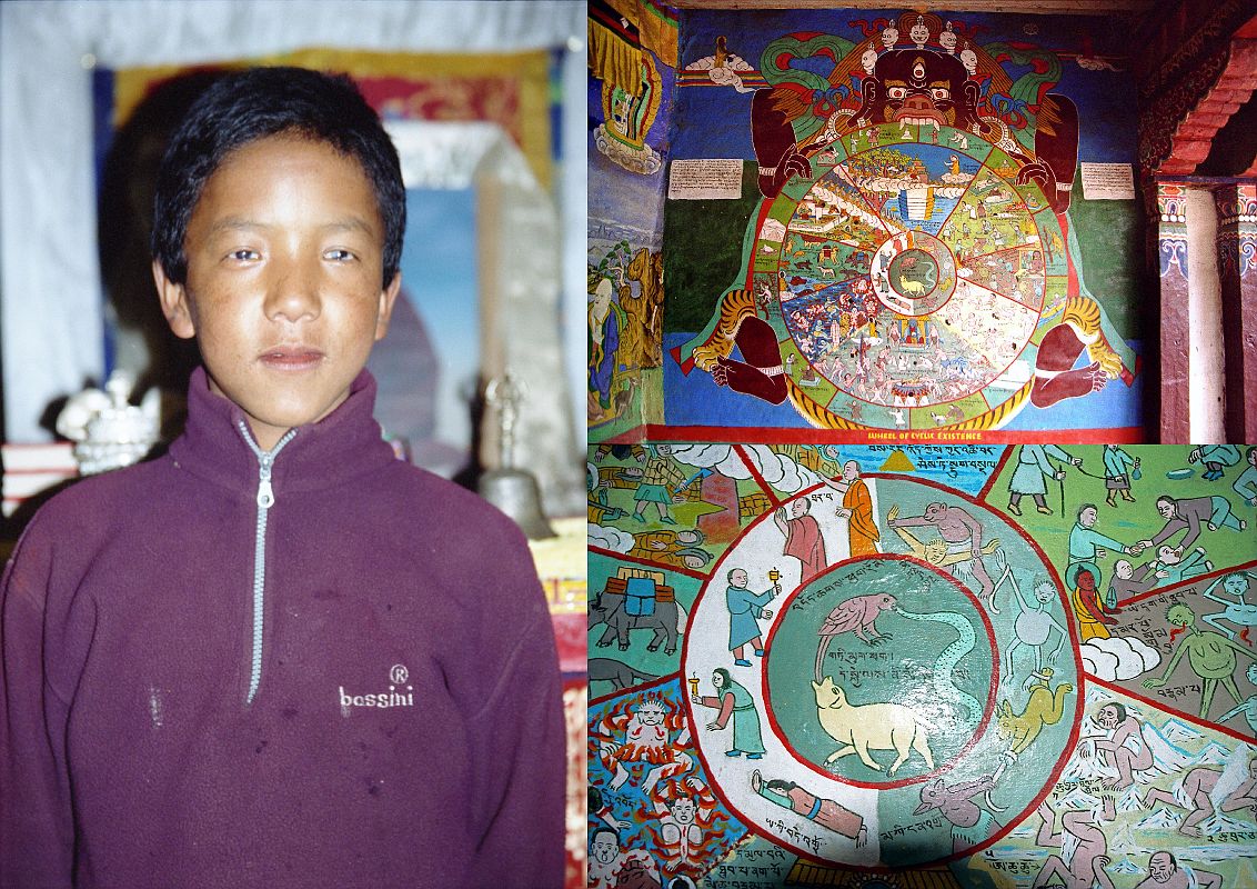 306 Jharkot Gompa, Young Boy, Wheel Of Life Painting
